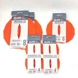 2 Sets GIR Silicone Suction Lids 4" 6" 8" Orange BPA Free Heat Safe Set
